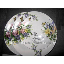 Assortiment de plat plat de porcelaine de fleurs Haonai, ensemble de vaisselle blanc